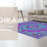 Ultra Soft Area Rug, Non Slip, Stain Resistant, Washable Area Rugs for Living Room, Bedroom, Eclectic Colorful Medallion Design(Purple)