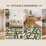 Ultra Soft Area Rug, Non Slip, Stain Resistant, Washable Area Rugs for Living Room, Bedroom, Engaging Vehicle Pathway Illustration(Yellow)