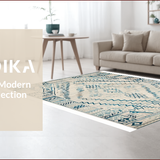 Ultra Soft Area Rug, Non Slip, Stain Resistant, Washable Area Rugs for Living Room, Bedroom, Chic Rustic Diamond Motif(Blue)