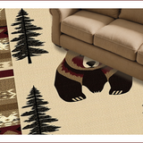Ultra Soft Area Rug, Non Slip, Stain Resistant, Washable Area Rugs for Living Room, Bedroom, Rustic Wildlife Bear Aesthetic(Beige)