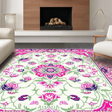 Ultra Soft Area Rug, Non Slip, Stain Resistant, Washable Area Rugs for Living Room, Bedroom, Feminine Elegant Blooming Vibes(White)