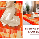 Ultra Soft Area Rug, Non Slip, Stain Resistant, Washable Area Rugs for Living Room, Bedroom, Wildlife-Inspired Abstract Geometry(Orange)