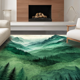Ultra Soft Area Rug, Non Slip, Stain Resistant, Washable Area Rugs for Living Room, Bedroom, Rustic Tree Silhouette Outdoor Decor(Green)