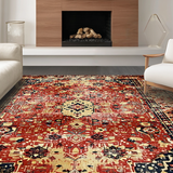 Ultra Soft Area Rug, Non Slip, Stain Resistant, Washable Area Rugs for Living Room, Bedroom, Vibrant Ethnic Print Runner(Red)