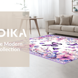 Ultra Soft Area Rug, Non Slip, Stain Resistant, Washable Area Rugs for Living Room, Bedroom, Playful Pastel Garden Scene(Purple)