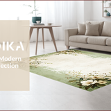 Ultra Soft Area Rug, Non Slip, Stain Resistant, Washable Area Rugs for Living Room, Bedroom, Distressed Botanical Farmhouse Dining Room Area Carpet(Green)