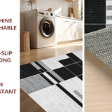 Ultra Soft Area Rug, Non Slip, Stain Resistant, Washable Area Rugs for Living Room, Bedroom, Washable Door Rug: Modern Linear Pattern Floor Decor(Black)