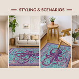 Ultra Soft Area Rug, Non Slip, Stain Resistant, Washable Area Rugs for Living Room, Bedroom, Undersea Creature Carpet:  Intricate Tentacle Art(Purple)