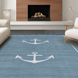 Ultra Soft Area Rug, Non Slip, Stain Resistant, Washable Area Rugs for Living Room, Bedroom, Elegant Anchor Patterned Aesthetic(Blue)
