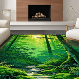 Ultra Soft Area Rug, Non Slip, Stain Resistant, Washable Area Rugs for Living Room, Bedroom, Whimsical Green Leaf Design(Green)