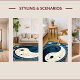 Ultra Soft Area Rug, Non Slip, Stain Resistant, Washable Area Rugs for Living Room, Bedroom, Trigram Design Bedroom Soft Plush Area Mat(Black)
