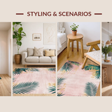 Ultra Soft Area Rug, Non Slip, Stain Resistant, Washable Area Rugs for Living Room, Bedroom, Unique Ethereal Wave Patterns(Pink)