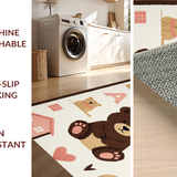 Ultra Soft Area Rug, Non Slip, Stain Resistant, Washable Area Rugs for Living Room, Bedroom, Cute Animal Alphabet Exploration(Brown)