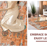 Ultra Soft Area Rug, Non Slip, Stain Resistant, Washable Area Rugs for Living Room, Bedroom, Warm Toned Abstract Pattern(Orange)