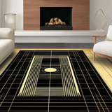 Ultra Soft Area Rug, Non Slip, Stain Resistant, Washable Area Rugs for Living Room, Bedroom, Sophisticated Urban Linear Patterns(Gold)