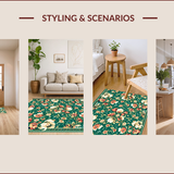 Ultra Soft Area Rug, Non Slip, Stain Resistant, Washable Area Rugs for Living Room, Bedroom, Green Botanical Shag Rug for Kids Playroom(Green)