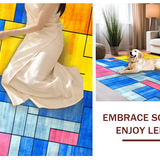 Ultra Soft Area Rug, Non Slip, Stain Resistant, Washable Area Rugs for Living Room, Bedroom, Colorful Modern Abstract Arrangement(Yellow)