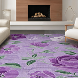 Ultra Soft Area Rug, Non Slip, Stain Resistant, Washable Area Rugs for Living Room, Bedroom, Chic Transitional Symmetrical Waves(Purple)