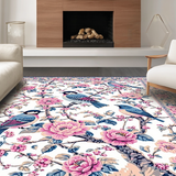 Ultra Soft Area Rug, Non Slip, Stain Resistant, Washable Area Rugs for Living Room, Bedroom, Fresh Springtime Floral Harmony(White)