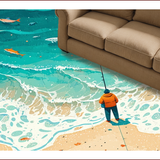 Ultra Soft Area Rug, Non Slip, Stain Resistant, Washable Area Rugs for Living Room, Bedroom, Humorous Fishing Doormat for Porch Entryway(Blue)