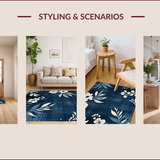 Ultra Soft Area Rug, Non Slip, Stain Resistant, Washable Area Rugs for Living Room, Bedroom, Butterfly Floral Washable Kids Playroom Carpet(Black)
