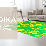 Ultra Soft Area Rug, Non Slip, Stain Resistant, Washable Area Rugs for Living Room, Bedroom, Elegant Botanical Round Design(Green)