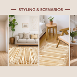 Ultra Soft Area Rug, Non Slip, Stain Resistant, Washable Area Rugs for Living Room, Bedroom, Rustic Vintage Diamond Pattern(Beige)
