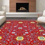 Ultra Soft Area Rug, Non Slip, Stain Resistant, Washable Area Rugs for Living Room, Bedroom, Elegant Rustic Tiled Elements(Red)