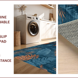 Ultra Soft Area Rug, Non Slip, Stain Resistant, Washable Area Rugs for Living Room, Bedroom, Vintage Coastal Tiled Aesthetic(Blue)