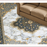 Ultra Soft Area Rug, Non Slip, Stain Resistant, Washable Area Rugs for Living Room, Bedroom, Luxurious Tiled Grey and Ivory Aesthetic(White)