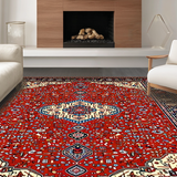 Ultra Soft Area Rug, Non Slip, Stain Resistant, Washable Area Rugs for Living Room, Bedroom, Sophisticated Ethnic Diamond Composition(Red)