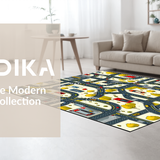 Ultra Soft Area Rug, Non Slip, Stain Resistant, Washable Area Rugs for Living Room, Bedroom, Engaging Vehicle Pathway Illustration(Yellow)