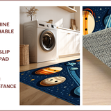 Ultra Soft Area Rug, Non Slip, Stain Resistant, Washable Area Rugs for Living Room, Bedroom, Colorful Solar System Educational Kids Bedroom Rug(Blue)