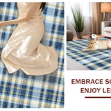 Ultra Soft Area Rug, Non Slip, Stain Resistant, Washable Area Rugs for Living Room, Bedroom, Subtle Tartan Elegance in Blue(Yellow)