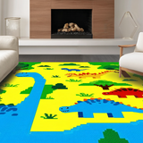 Ultra Soft Area Rug, Non Slip, Stain Resistant, Washable Area Rugs for Living Room, Bedroom, Colorful Volcano Road Map Design(Yellow)