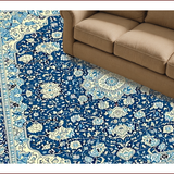 Ultra Soft Area Rug, Non Slip, Stain Resistant, Washable Area Rugs for Living Room, Bedroom, Rustic Cream and Gold Medallion(Blue)