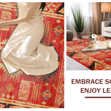 Ultra Soft Area Rug, Non Slip, Stain Resistant, Washable Area Rugs for Living Room, Bedroom, Modern Crimson Ethnic Geometry(Red)