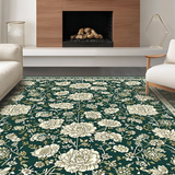 Ultra Soft Area Rug, Non Slip, Stain Resistant, Washable Area Rugs for Living Room, Bedroom, Elegant Summer Foliage Patterns(Green)