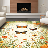 Ultra Soft Area Rug, Non Slip, Stain Resistant, Washable Area Rugs for Living Room, Bedroom, Artistic Floral Fantasy Theme(Ivory)