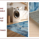 Ultra Soft Area Rug, Non Slip, Stain Resistant, Washable Area Rugs for Living Room, Bedroom, Rustic Neutral Tiled Arrangement(Blue)