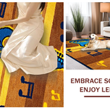 Ultra Soft Area Rug, Non Slip, Stain Resistant, Washable Area Rugs for Living Room, Bedroom, Eclectic Vintage Guitar Motif(Brown)