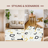 Ultra Soft Area Rug, Non Slip, Stain Resistant, Washable Area Rugs for Living Room, Bedroom, Contemporary Soft Circular Lettered Aesthetic(White)