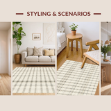 Ultra Soft Area Rug, Non Slip, Stain Resistant, Washable Area Rugs for Living Room, Bedroom, Sleek Neutral Geometric Motif(Beige)