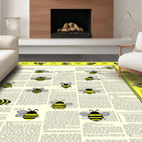 Ultra Soft Area Rug, Non Slip, Stain Resistant, Washable Area Rugs for Living Room, Bedroom, Retro Grunge Floral Pattern(Yellow)
