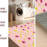 Ultra Soft Area Rug, Non Slip, Stain Resistant, Washable Area Rugs for Living Room, Bedroom, Serene Elegant Flower Aesthetic(Pink)