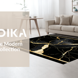 Ultra Soft Area Rug, Non Slip, Stain Resistant, Washable Area Rugs for Living Room, Bedroom, Dynamic Modern Geometric Blend(Black)