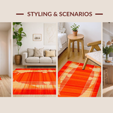 Ultra Soft Area Rug, Non Slip, Stain Resistant, Washable Area Rugs for Living Room, Bedroom, Wildlife-Inspired Abstract Geometry(Orange)
