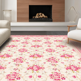 Ultra Soft Area Rug, Non Slip, Stain Resistant, Washable Area Rugs for Living Room, Bedroom, Rustic Soft Pastel Blooms(Ivory)
