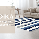 Ultra Soft Area Rug, Non Slip, Stain Resistant, Washable Area Rugs for Living Room, Bedroom, Coastal Blue Toned Geometric Appeal(Blue)