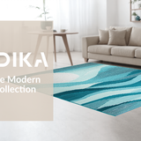 Ultra Soft Area Rug, Non Slip, Stain Resistant, Washable Area Rugs for Living Room, Bedroom, Sleek Minimalist Grey Linear Forms(Blue)